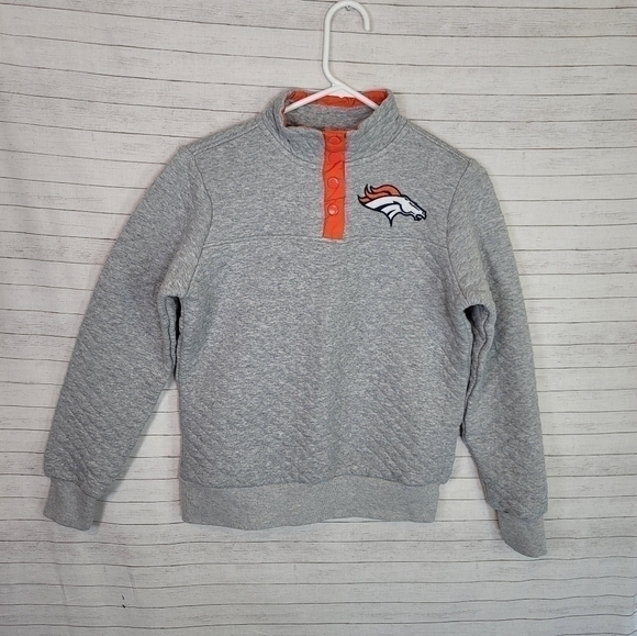 NFL DENVER BRONCOS GRAY QUILTED QUARTER SNAP PULLOVER, SZ SMALL - Picture 1 of 9